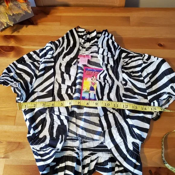 She's Cool - Women's Ruffle Short Sleeve Open Front Bolero Shrugs Zebra print - Picture 6 of 8
